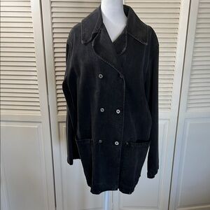 Agolde Black Double-Breasted cotton peacoat Jacket LG